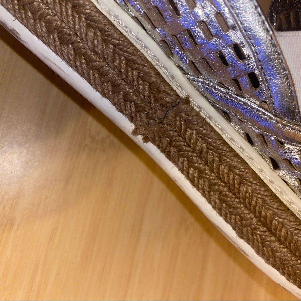 Miu Miu Womens Silver Jute Metallic Platform Sneaker Espadrille 35 EU size 6 - Picture 13 of 14